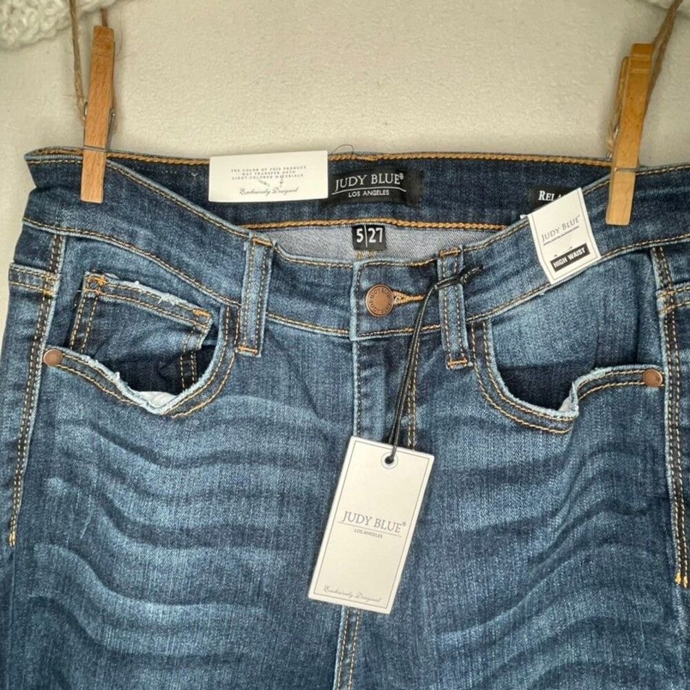 (NWT) Judy Blue Sz 5/27 Relaxed Fit High Waist Skinny Blue Stretch Denim Jeans - Picture 4 of 10
